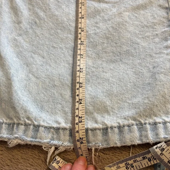 George Light Blue Denim Midi Skirt with Center Front Slit - Picture 4 of 8